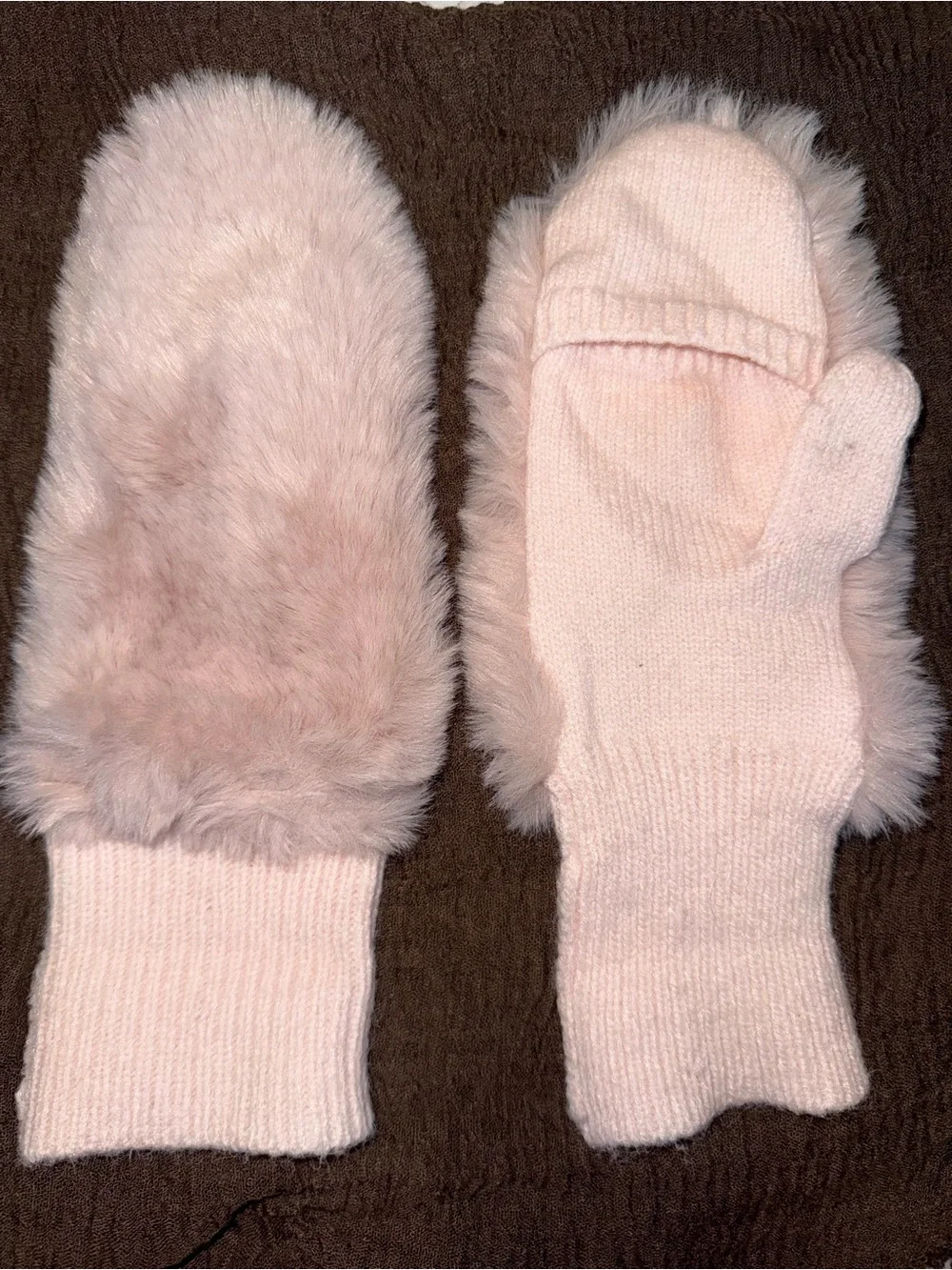 NWT Urban Outfitters Reversible Faux Fur Fluffy Mittens Fold Over Fingerles